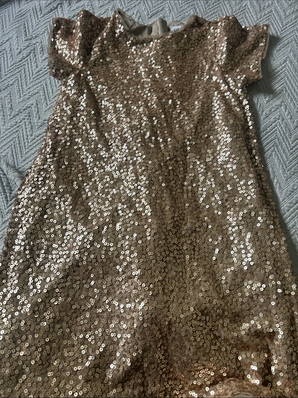 GAP Girls Metallic Sequin Dress in Gold